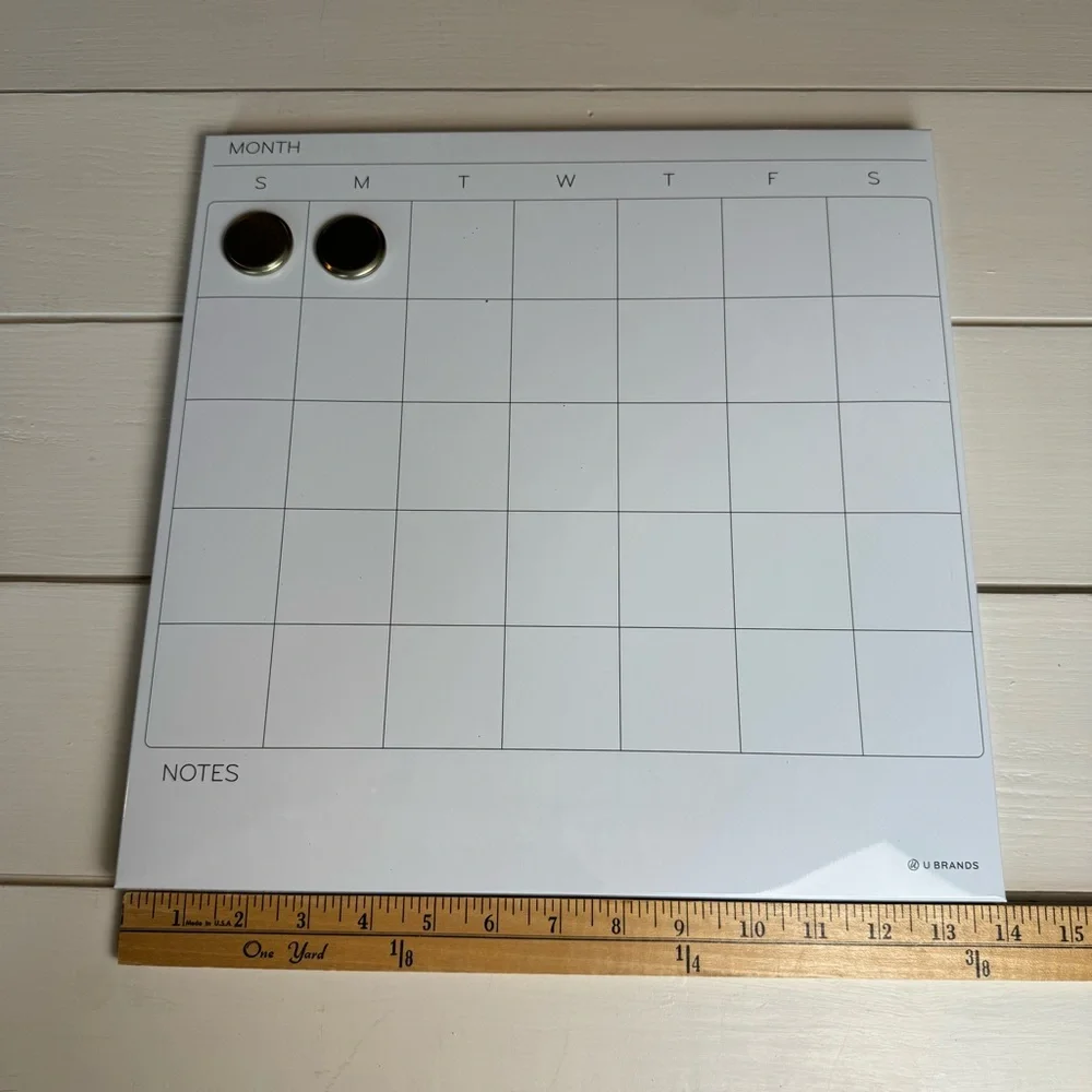White Magnetic Dry Erase Calendar Board 14”x14”